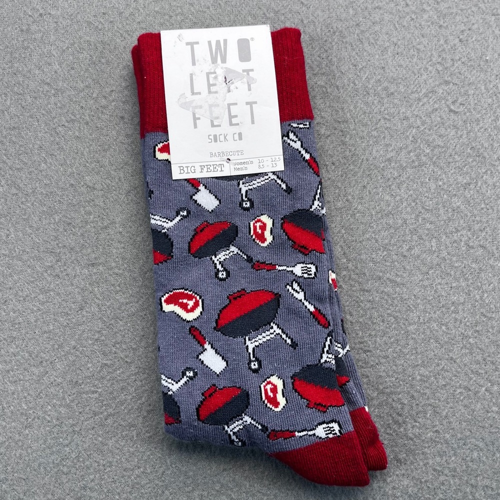 Two Left‎ Feet Barbecue Big Feet Men's Crew Socks Size 8.5 13